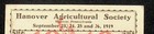 1919 Hanover Pa Agricultural Society Guest Ticket - Gg-91