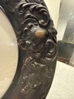 Antique Victorian Mourning Portrait Couple Oval Ebonized Frame Convex Rare