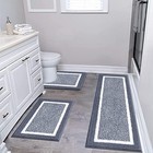  Bathroom Rug Mat Set 3 Piece  Microfiber Shaggy Bath Set  Non-slip Ultra Soft 