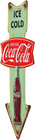 Coca-cola Ice Cold Arrow Embossed Metal Sign - Vintage Diner Coca-cola Sign For 