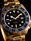 Custom   lan Noir Tempesta Automatic Gmt Watch 41mm Steel Gold black blue Nh35