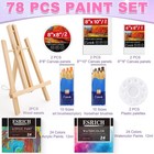 Acrylic Paint Set 78pcs Wood Easel Brushes Canvases Art Kit Kids Student Artists