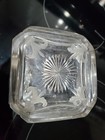  Antique Cut Etched Glass Square Dresser Vanity Jar American Brilliant 