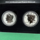 Morgan And Peace Silver Dollars 2023 Two-coin Reverse Proof Set 23xs  In Hand 