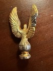 Vintage Eagle Finial     Gold Tone Cast Metal Decorative Topper  as Is 