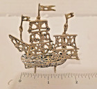 Vintage 800 Silver Miniature Galleon Sailing Ship Filigree Figurine 2 
