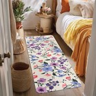 Floral Runner Rug 20x47inch Non Slip Hallway Long Colorful Flower Bedroom Car   