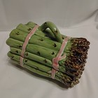 Italian Asparagus Ceramic Serving Dish Set Of 2 W  Lid     Green Relief Vegetable
