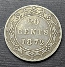 1872 H Newfoundland Canada 20 Cents Silver Coin  Mintage 90k 
