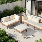 Set Of 6 Outdoor Patio Rattan Sectional Furniture Sofa With Table  Footstool