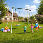 700lbs Heavy Duty 9 5ft Large Metal Swing Set Kids Adults Playset With 3 Swings