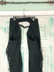 Vintage Hobby Horse Black Genuine Ultra-suede Fringe Western Chaps Small