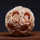 Pair Chinese Carved 3 Layer Dragon Phoenix Puzzle Ball Collections