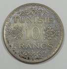 1954  arabic Year 1353  Tunisia Silver 10 Francs Extra Fine