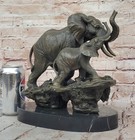 Elephant Jungle African Room Feng Shui Art Bronze Marble Sculpture Gift Figurine