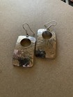 Larger Modern Sterling Silver Hammered Rectangle Earrings 925 Stamped Mex