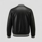 Men s Luxury Style Black Leather Jacket  Varsity Jacket Bomber Jacket