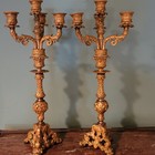 Antique French Bronze Ormolu Pair Of Four Light Candleabra