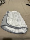Nike Dri Fit Womens Running Shorts Large White Gray Swoosh Lined Drawstring