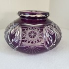 Karlas Crystal Purple Amethyst Cut To Clear Glass Bowl Bohemia Czech Republic