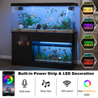55 Gallon Aquarium Stand With Cabinet charging Station Led Fish Tank Stand Black