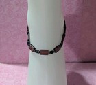 Maroon   Black Glass Beaded Stretch Anklet Ankle Bracelet Handmade 9 5 