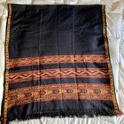 Traditional Pashmina Thread Embroidery Wool Shawl Scarf Wrap 38 5x86    Black Geo