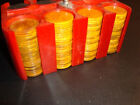 Vintage Catalin Poker Chip Set In Red Catalin Holder