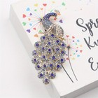 Elegant Peacock Feather Brooch With Sparkling Rhinestones - Luxurious Alloy Pin