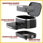 Kusini Hot Dog Food Steamer Machine With Bun Countertop  Black   Chrome