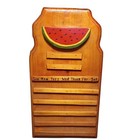 Vintage Wooden Perpetual Calendar Wall Hanging Watermelon Folk Art 1990s Rustic