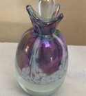 Vintage 1986 Obg Art Glass Perfume Bottle Signed Iridescent Swirl With Stopper