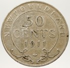 1911 Newfoundland Canada Uk British King George V Silver 50 Cents Coin I121572