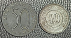 Lot Of 2 German Notgeld  Budingen Oberhessen 50 Ph thier 10 Ph  Xf-au
