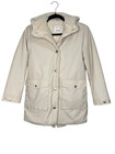 Zara Kids Girls 10 Plush Lined Rain Coat Beige Hooded Button Front