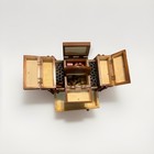 Singer Wooden Sewing Basket Box Brown With Fold-out Trays   Handle