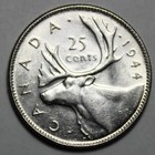 Canada 1944 Silver 25 Cents  Choice Uncirculated  Old Date Kgvi  d131 