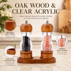 Manual Salt And Pepper Grinder Set  Oak Acrylic Mills With Tray