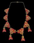 Rare Beautiful Vintage Antique Silver Red Enamel Dangle Necklace 14  Long 1900s