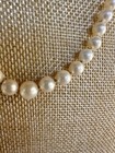 Vintage 14k Yellow Gold Clasp Knotted 18    Cultured Pearl Graduated Necklace 8mm