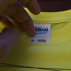 Gildan Youth M Yellow  pray  Leopard Graphic Short Sleeve Crew Cotton Blend Tee