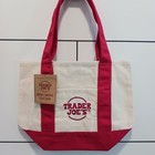 Trader Joe s Nwt Ltd Ed Mini Canvas Collectible Tote Bag  In Hand  Nat red     