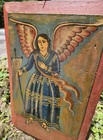 Old Retablo New Mexico Catholic Folk Art Saint Rafael Outsider Wood Painting 