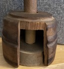 Old Primitive Wooden Butter Mold Press Plunger Intact Wood Barrel Broken Crack