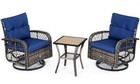 3pc Patio Outdoor Swivel Glider Rocker Wicker Bistro Rocking Furniture Chairs