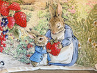 Beatrix Potter Decorative Pillow  14  X 20   Peter Rabbit Strawberry Patch - New