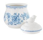 Pioneer Woman Agatha Sugar Bowl W  Lid Blue Stoneware Floral Bird New Gift Idea