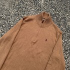 Polo Ralph Lauren Men s Brown 1 4 Zip Ribbed Knit Pullover Sweater