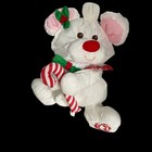 Vintage Fisher Price 1987 Puffalump White Mouse Plush Candy Cane Christmas X-mas