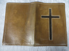  Vintage Gregg Manufacturering Brown Bible Cover Usa 70s Cross Faux Leather